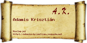 Adamis Krisztián névjegykártya